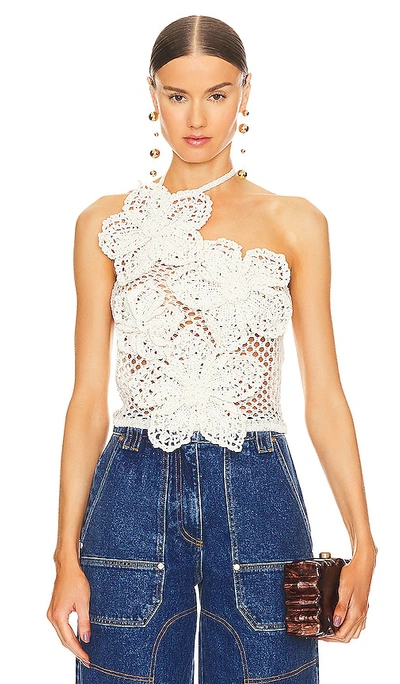 Cult Gaia Nazanin Crochet Top In Off White