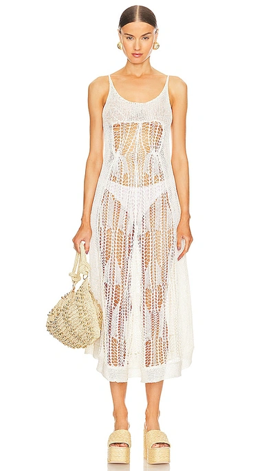 Cult Gaia Louise Geometric Lace Sweetheart Midi Dress