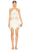 Cult Gaia Floreana Cotton Crochet Halter Mini Dress In 米白