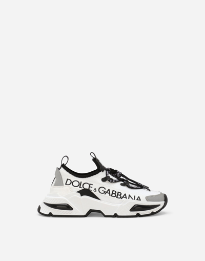 Dolce & Gabbana Airmaster Leather-trimmed Sneakers In White