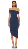 Katie May Alana Mid Off Shoulder Dress In Deep Sea In Gray