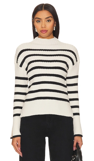 Line & Dot Sunday Stripe Sweater In Black,white
