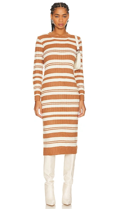 Line & Dot Duo Striped Sweater Dress In Sienna
