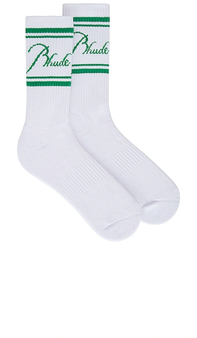 RHUDE 短袜 – 白色 & 绿色