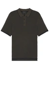 Rag & Bone Harvey Knit Polo In Slate Brown