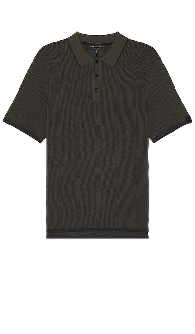 Rag & Bone Harvey Knit Polo In Charcoal