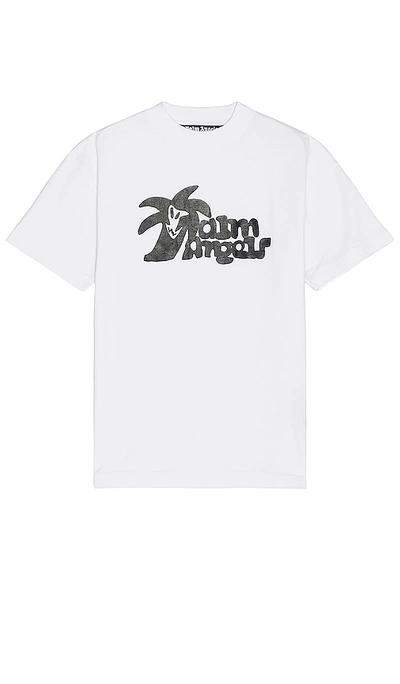 Palm Angels Hunter Classic Tee In White & Black