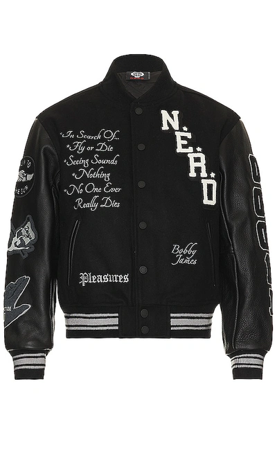 Pleasures Nerd Varsity Jacket In Black