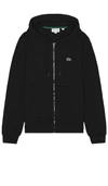 Lacoste Cotton Jogger Sweatshirt With Pouch Pocket In Black