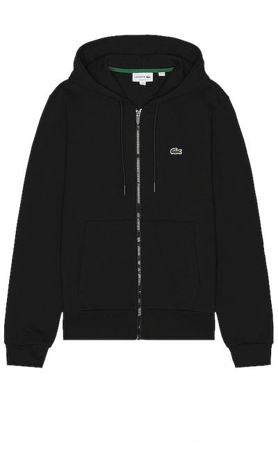 Lacoste Classic Fit Fleece Hoodie In Black