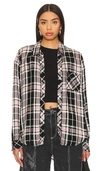 Rails Hunter Plaid Button-front Shirt In Onyx Rose Gold