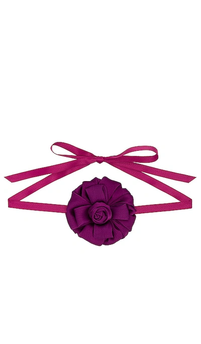 Lele Sadoughi Silk Gardenia Ribbon Choker In Plum