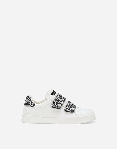 Dolce & Gabbana Calfskin Portofino Sneakers In White