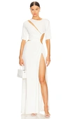 Sid Neigum Gathered Slit Maxi Dress In White