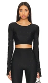Versace Jeans Couture Long-sleeved Cropped Top In Black