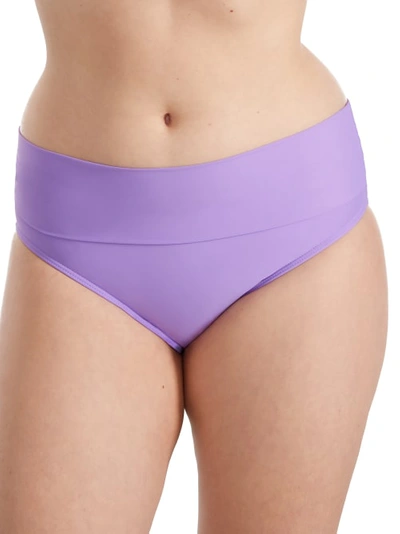 Sunsets Fold-over High-waist Bikini Bottom In Passion Flower