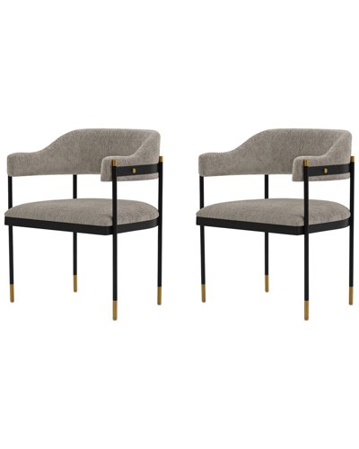 Manhattan Comfort Set Of 2 Lia Dining Armchairs In Gray