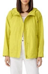Eileen Fisher Lightweight Snap-front Hooded Anorak In Citron