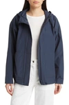 Eileen Fisher Hooded Cotton Blend Jacket In Blue
