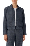 EILEEN FISHER CLASSIC COLLAR TWEED HEMP & ORGANIC COTTON JACKET