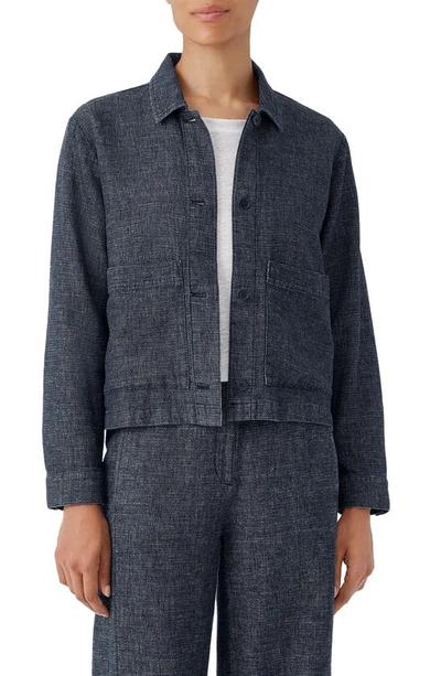 Eileen Fisher Button-down Hemp-organic Cotton Jacket In Denim