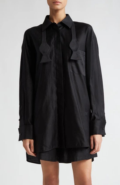 MAX MARA MAREA OVERSIZE BUTTON-UP SHIRT WITH BOW TIE