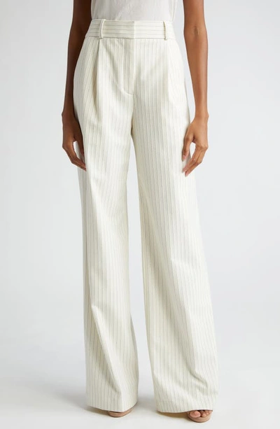 Veronica Beard Heyser Stripe Straight-leg Trousers In Ecru Multi