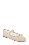 Loeffler Randall Leonie Crystal-embellished Tulle Ballet Flats In Cream/ Crystal