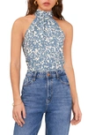 1.state Botanical Print Halter Top In Bluestone