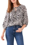 VINCE CAMUTO ABSTRACT PRINT KEYHOLE NECK TOP