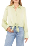 VINCE CAMUTO TIE FRONT LONG SLEEVE CHARMEUSE SHIRT