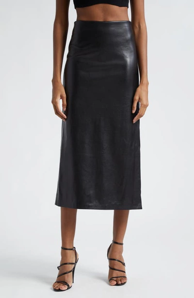 Alice And Olivia Maeve Faux Leather Midi Skirt In Black