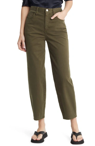 Frame Women's Twill High-rise Barrel Pants In Washed Fatigue