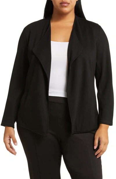 Jones New York Plus Size Serenity Knit Drape Front Jacket In Black