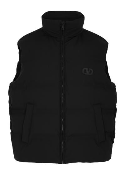 Valentino Logo Quilted Shell Gilet In Black