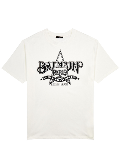 Balmain Star Logo-print Cotton T-shirt In White