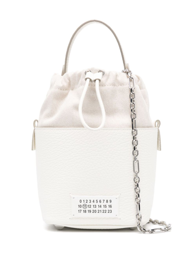 Maison Margiela 5ac Small Leather Bucket Bag In White