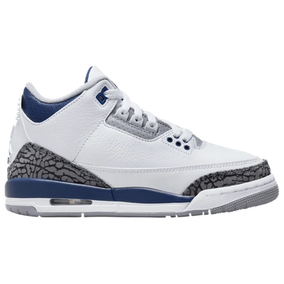 Jordan Kids' Air  3 Retro Bg Sneakers In Midnight Navy/cement Gray/white