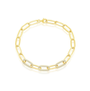 Simona Sterling Silver Or Gold Plated Over Sterling Silver Cz Paperclip Bracelet In Gold