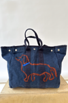Alex Mill The Perfect Weekday Dog Tote In Navy/dachshund