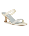 Nine West Shimme Slide Sandal In Ivory Satin