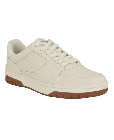 Guess Men's Nivi Lace Up Low Top Fashion Sneakers In Ivory Logo Multi