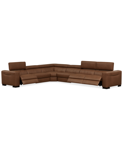 MACY'S RINAN 158" 6-PC. LEATHER SECTIONAL WITH 3 POWER RECLINERS, CREATED FOR MACY'S