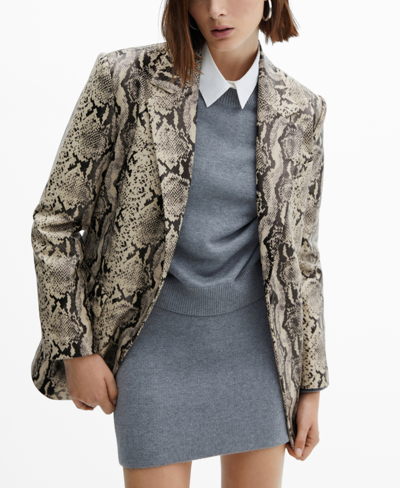 Mango Women's Snake Print Blazer In White