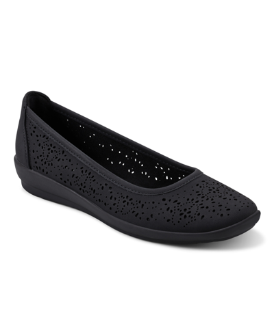Easy Spirit Alessia 3 Womens Padded Insole Faux Leather Ballet Flats In Black
