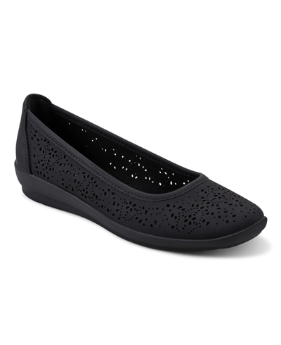 Easy Spirit Alessia 3 Womens Padded Insole Faux Leather Ballet Flats In Black - Manmade