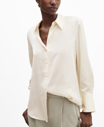 Mango Women's Satin Finish Flowy Shirt In Off White