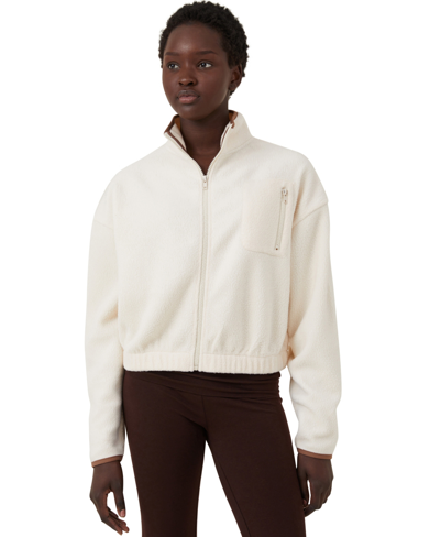 Cotton On Women's Teddy Fleece Cropped Zip Through Sweater In Natural