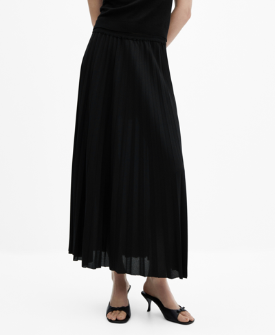Mango Women's Pleated Long Skirt In Black