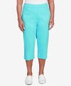 Alfred Dunner Plus Size Parrot Cay Novelty Cuff Tummy Control Capris Pants In Turquoise
